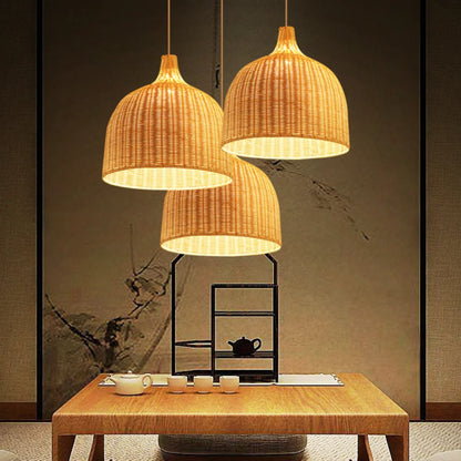 Hand Knitted Style Weaving Hanging Lamps 18/19/30cm Home Decor Lighting Fixtures Bamboo Pendant Lamp