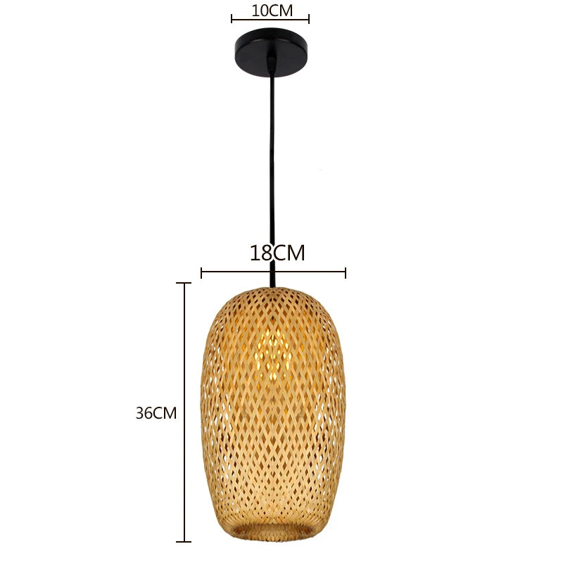 Hand Knitted Style Weaving Hanging Lamps 18/19/30cm Home Decor Lighting Fixtures Bamboo Pendant Lamp