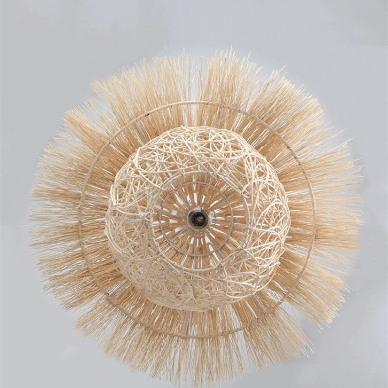 Hot Sale Bamboo Pendant Lamp Restaurant Bamboo Vine Lampshade Chandeliers Pendant Lights HandmadeNatural Rattan Wicker E27 LED