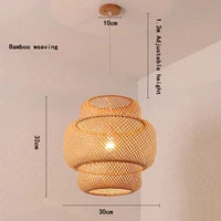 Hand Knitted Style Weaving Hanging Lamps 18/19/30cm Home Decor Lighting Fixtures Bamboo Pendant Lamp