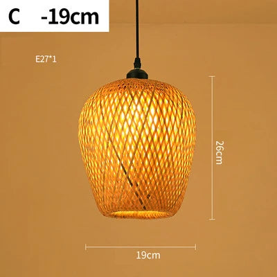Hand Knitted Style Weaving Hanging Lamps 18/19/30cm Home Decor Lighting Fixtures Bamboo Pendant Lamp