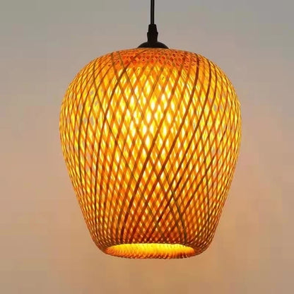 Hand Knitted Style Weaving Hanging Lamps 18/19/30cm Home Decor Lighting Fixtures Bamboo Pendant Lamp