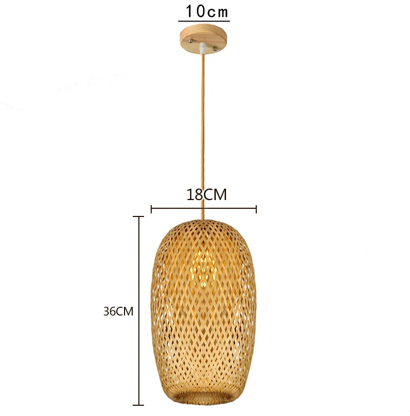 Hand Knitted Style Weaving Hanging Lamps 18/19/30cm Home Decor Lighting Fixtures Bamboo Pendant Lamp