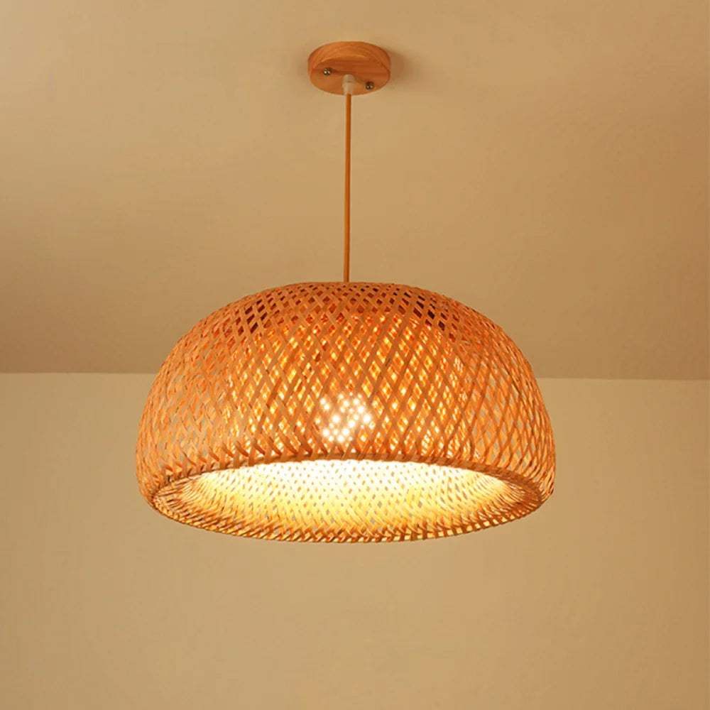 Hand Knitted Style Weaving Hanging Lamps 18/19/30cm Home Decor Lighting Fixtures Bamboo Pendant Lamp