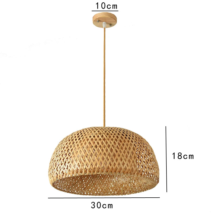 Hand Knitted Style Weaving Hanging Lamps 18/19/30cm Home Decor Lighting Fixtures Bamboo Pendant Lamp