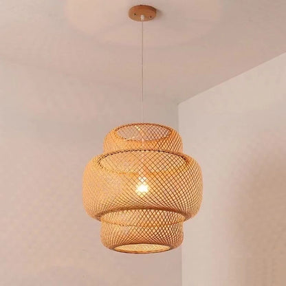 Hand Knitted Style Weaving Hanging Lamps 18/19/30cm Home Decor Lighting Fixtures Bamboo Pendant Lamp