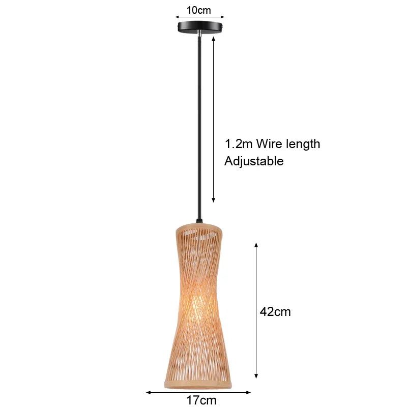 Hot Sale Bamboo Pendant Lamp Restaurant Bamboo Vine Lampshade Chandeliers Pendant Lights HandmadeNatural Rattan Wicker E27 LED